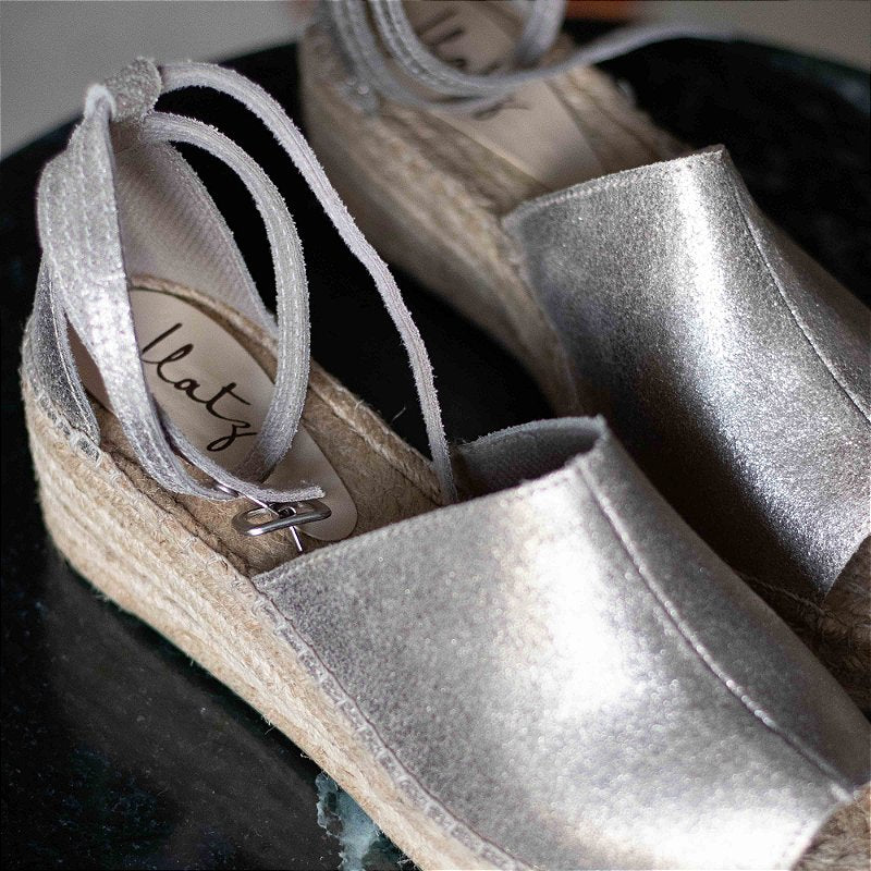 Metallic Midi Espadrille 5cm - Silver 5cm