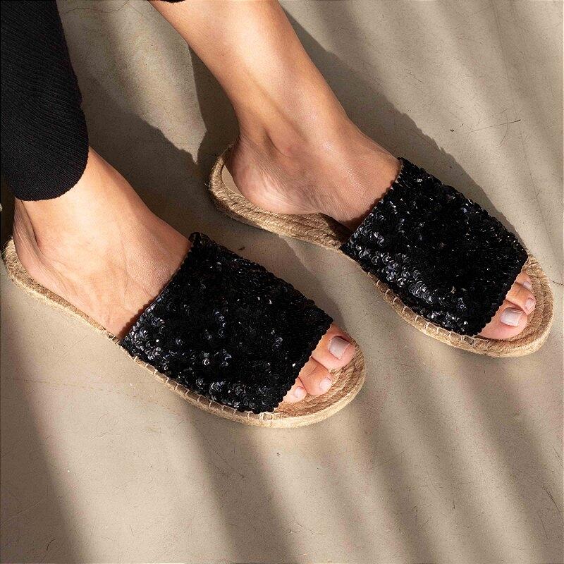 Espadrille Slide Mix - Black