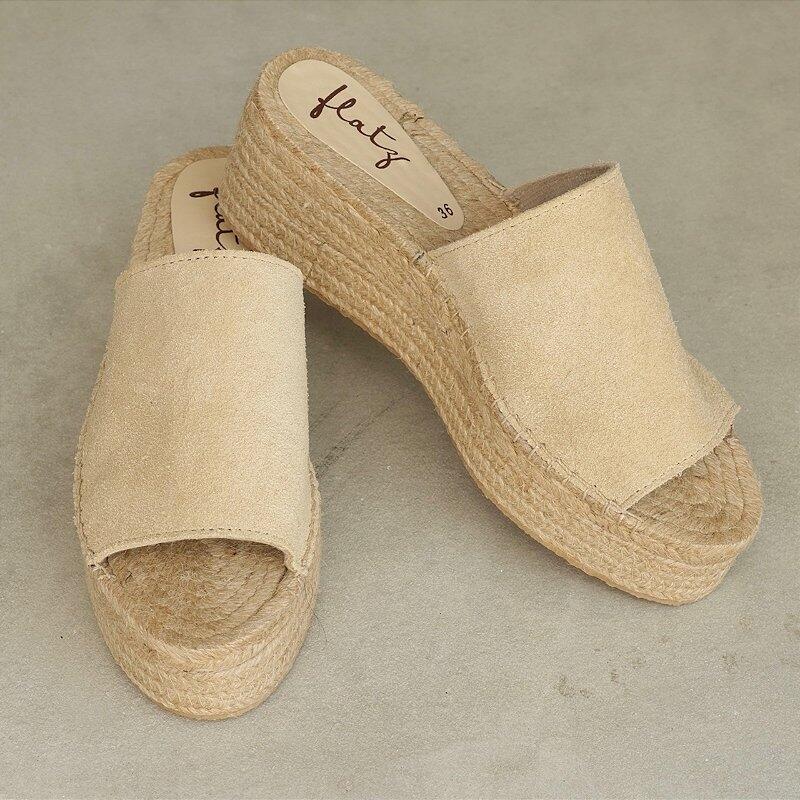 Espadrille Flatform Slide Suede - Khaki