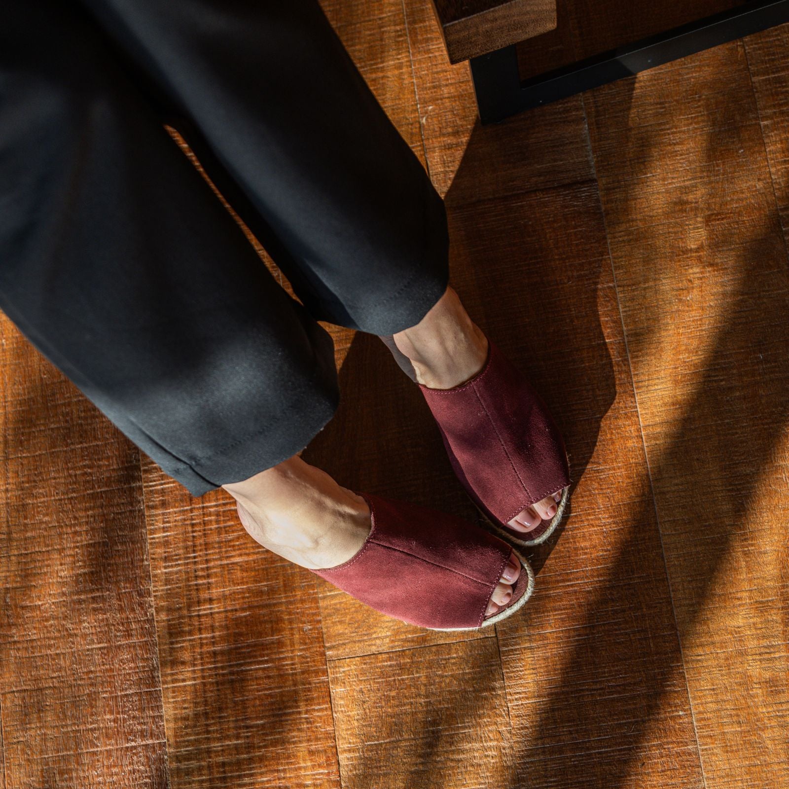 Suede Wedge Espadrilles - Marsala