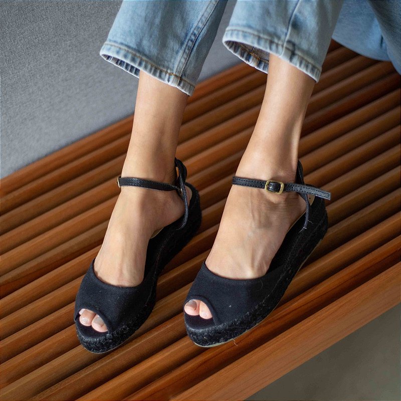 Alpargatas de yute negras de 5 cm - Últimos pares