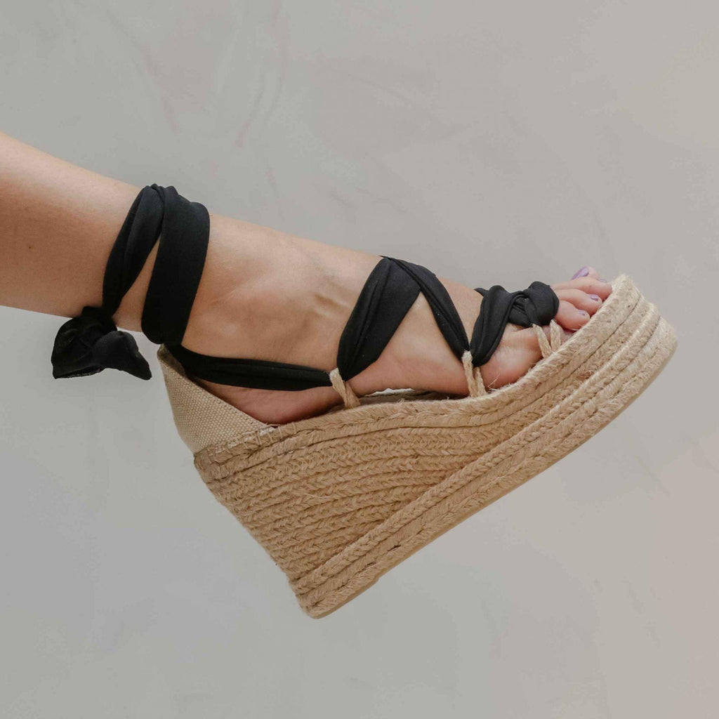 Espadrille Platform 10cm with Straps - Suede