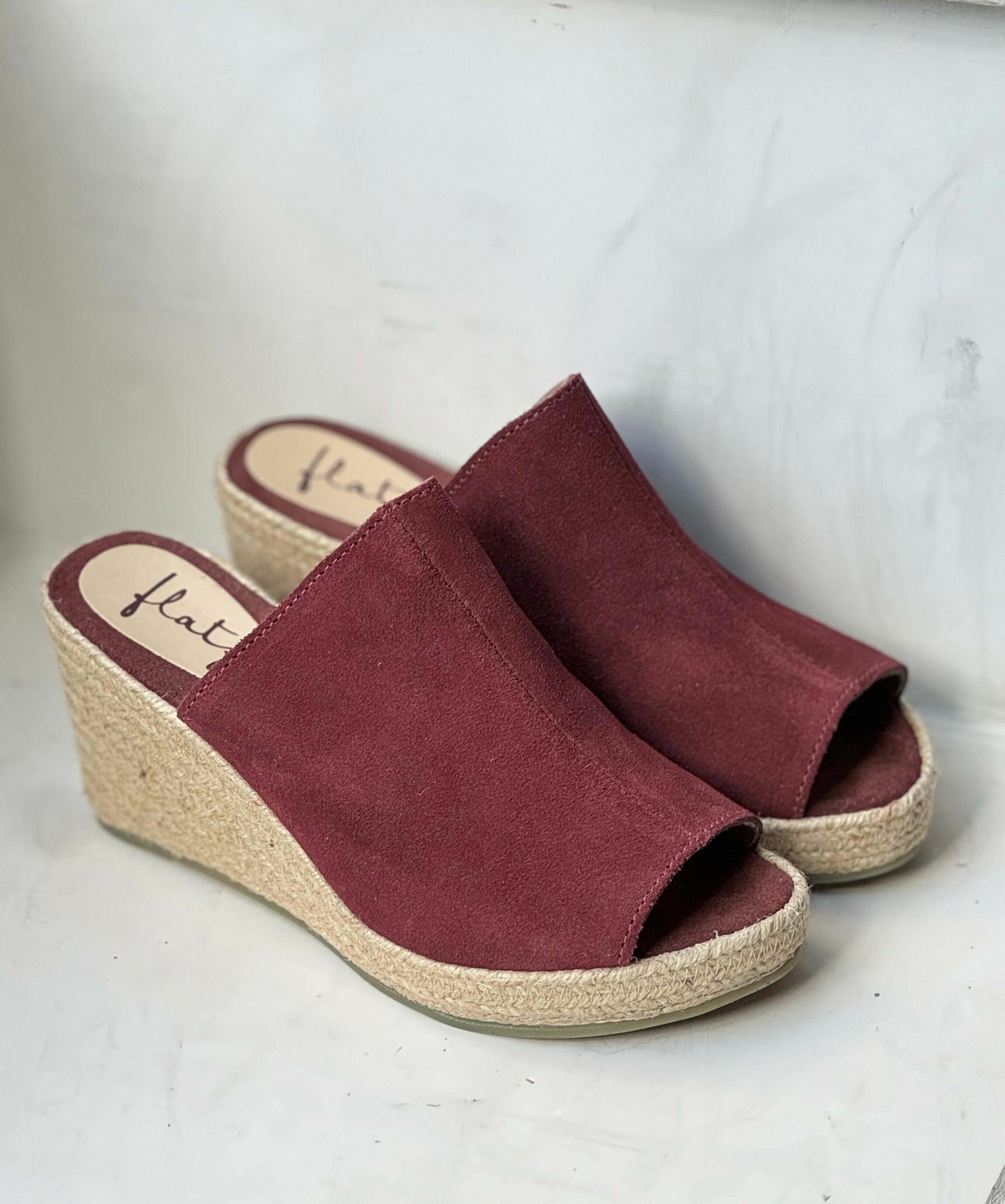 Suede Wedge Espadrilles - Marsala