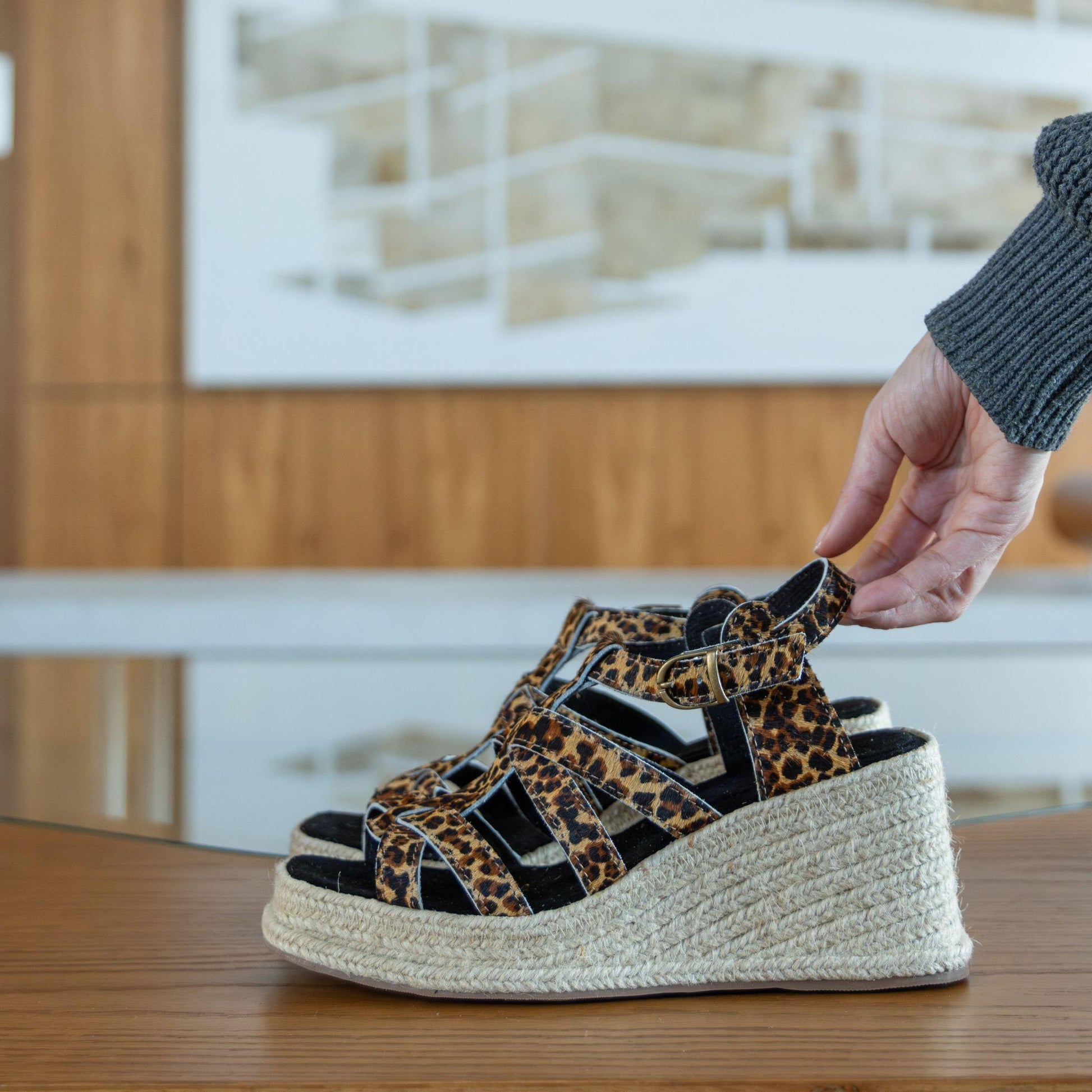 Espadrille Leather Leopard Print