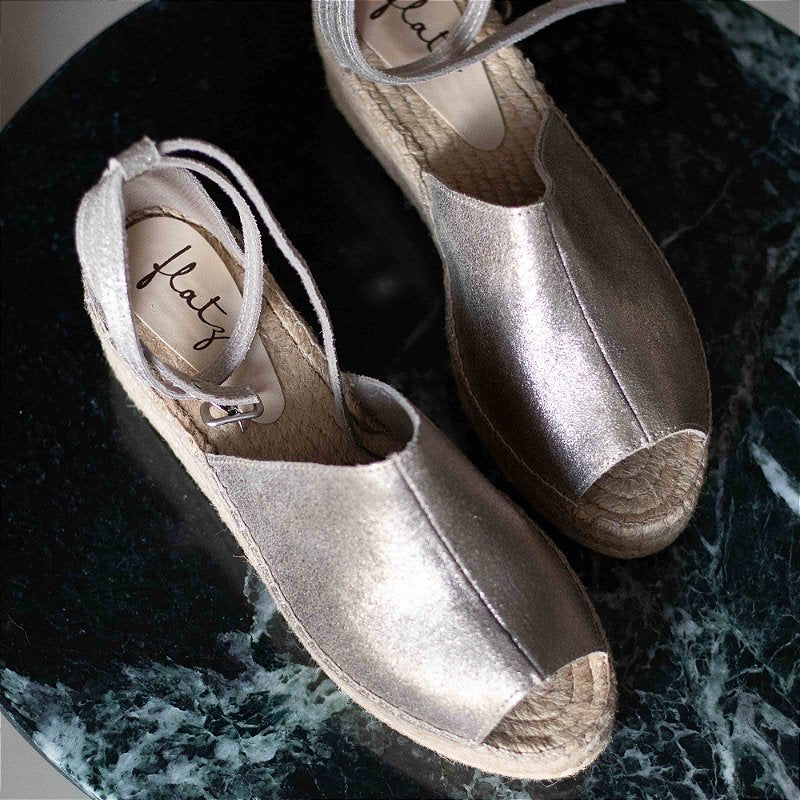 Metallic Midi Espadrille 5cm - Silver 5cm