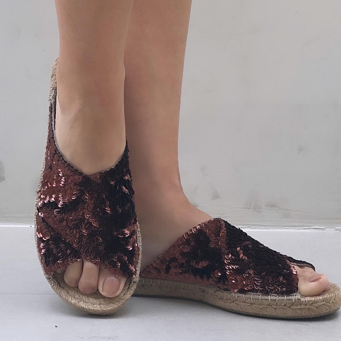 Espadrille Slide X Embroidery - Brown