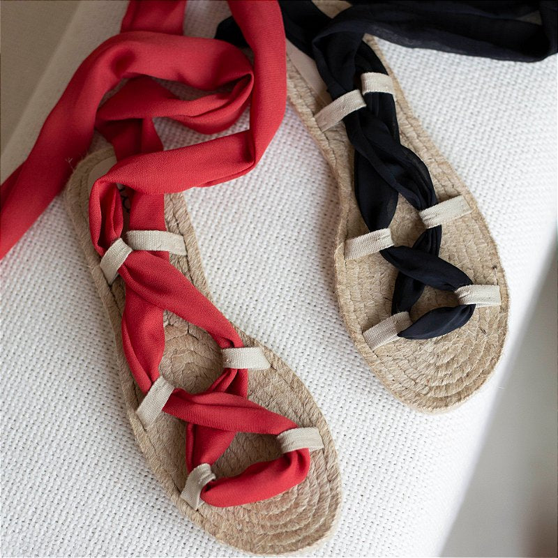 Cross Scarf Flat Sandal