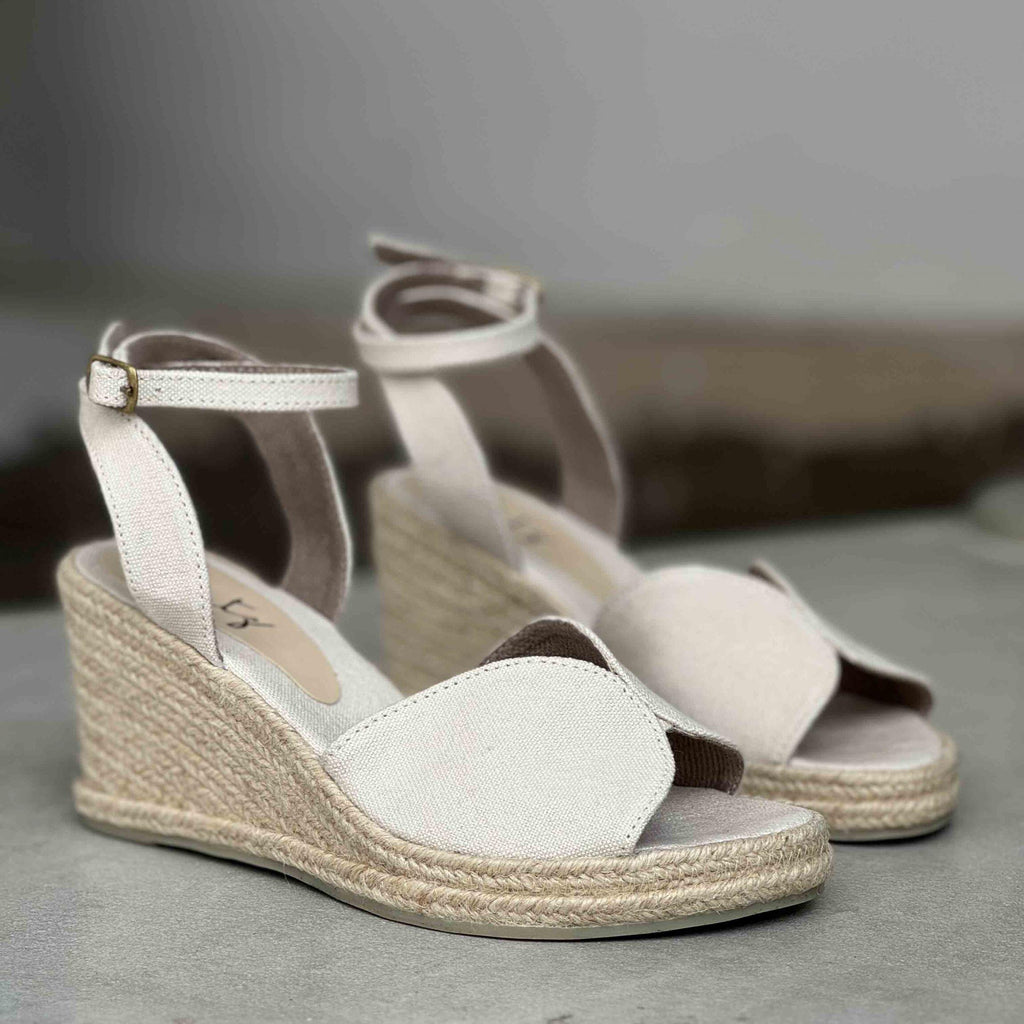 Espadrille Wedge Peep Toe - Off White