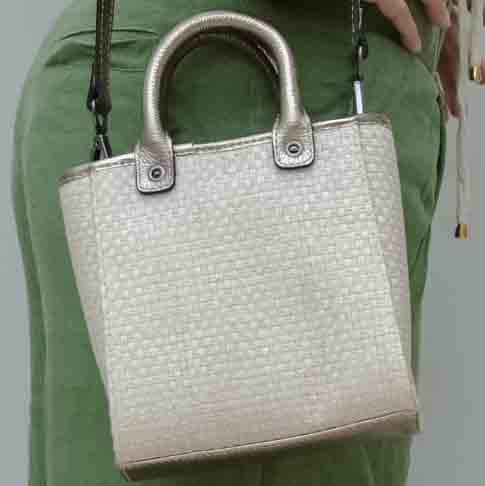 Straw Mini Crossbody Bag - Silver
