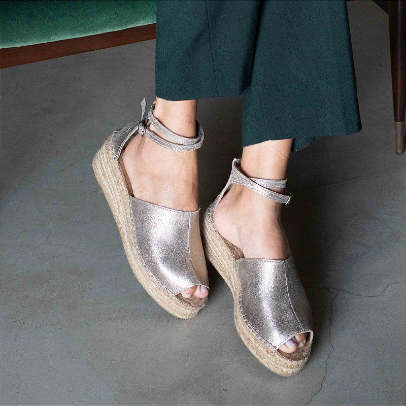Metallic Midi Espadrille 5cm - Silver 5cm