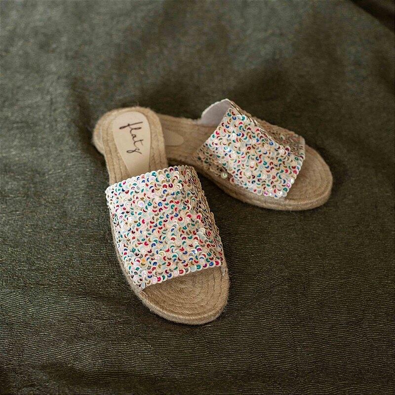 Embroidered Espadrille Slide - Colorful