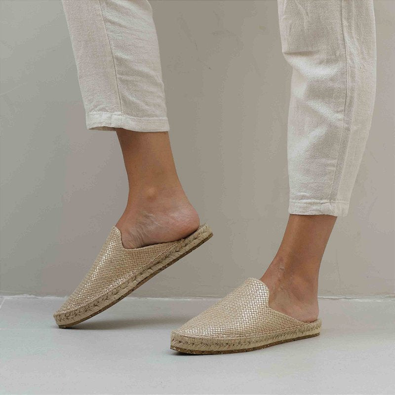 Espadrille Mule Loafer - Gold Foil