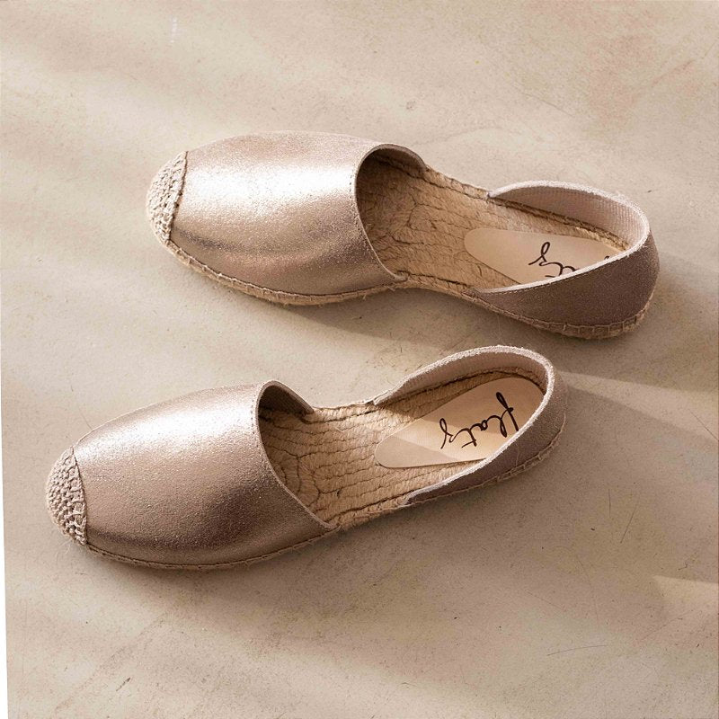 Semi-Closed Espadrilles - Metallic Leather