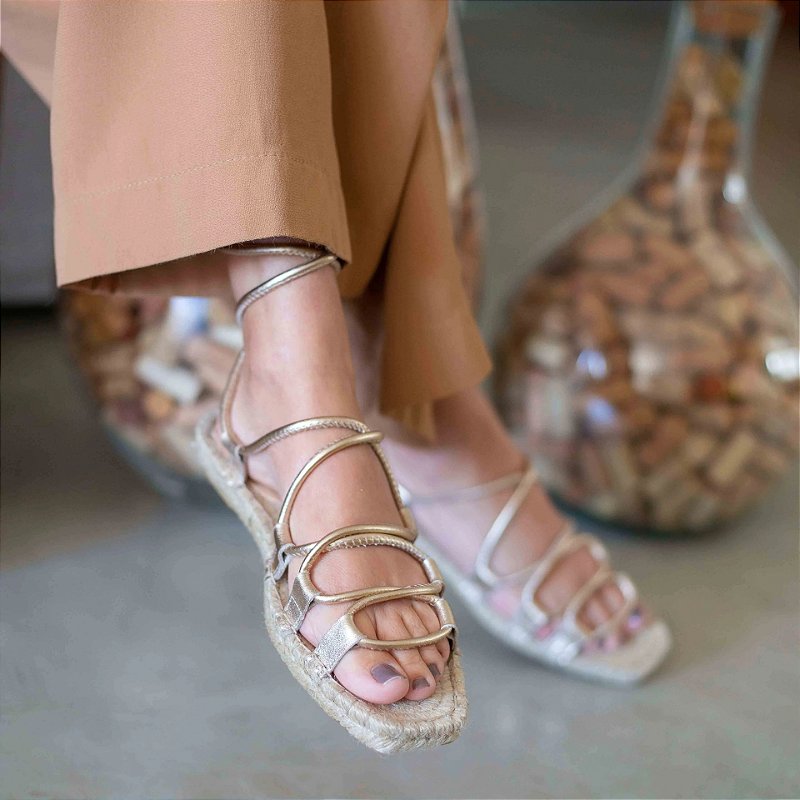 Cross Strap Flats - Gold