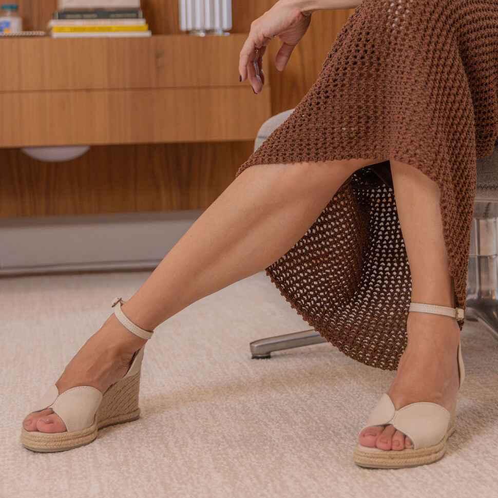 Espadrille Wedge Peep Toe - Off White