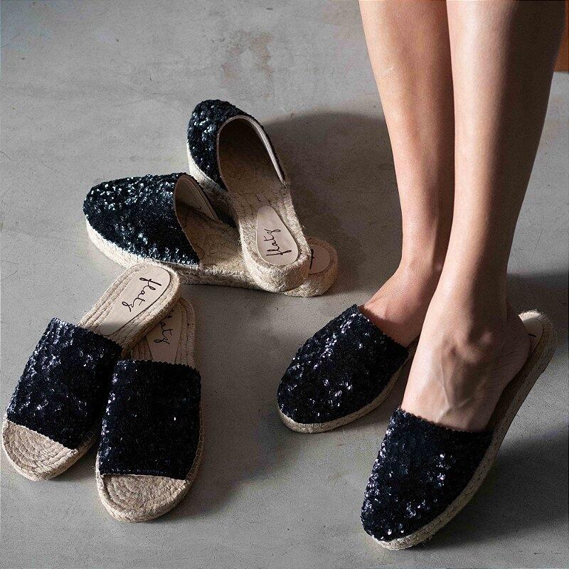 Espadrille Mule Mix - Black