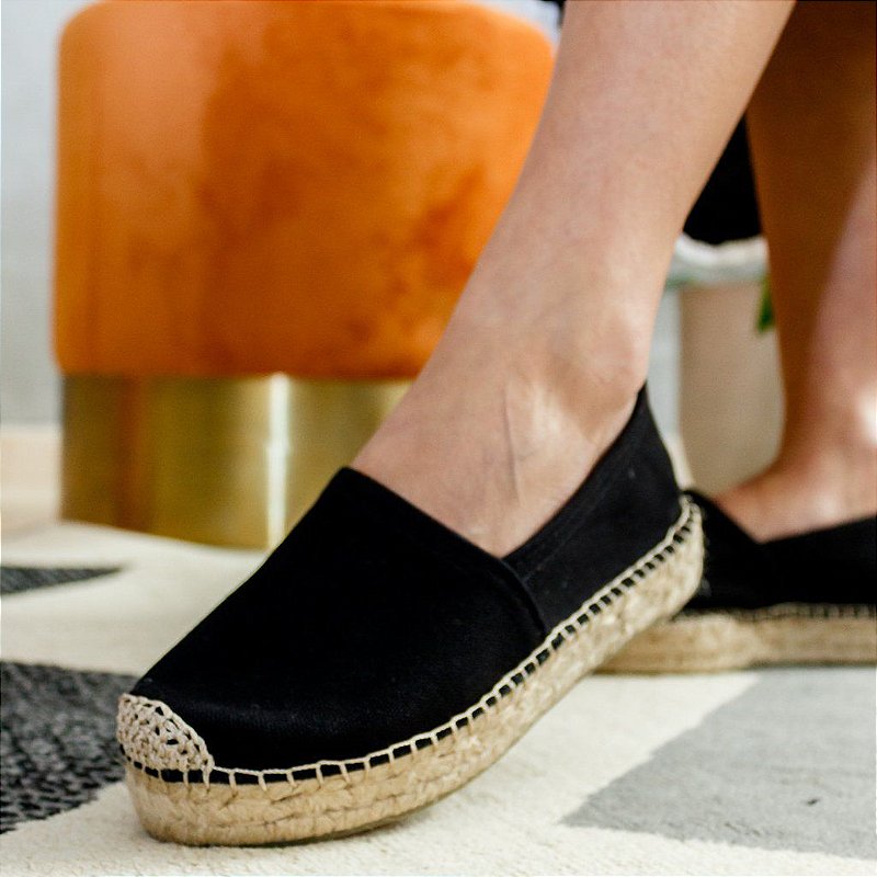 Double Sole Espadrille - Black