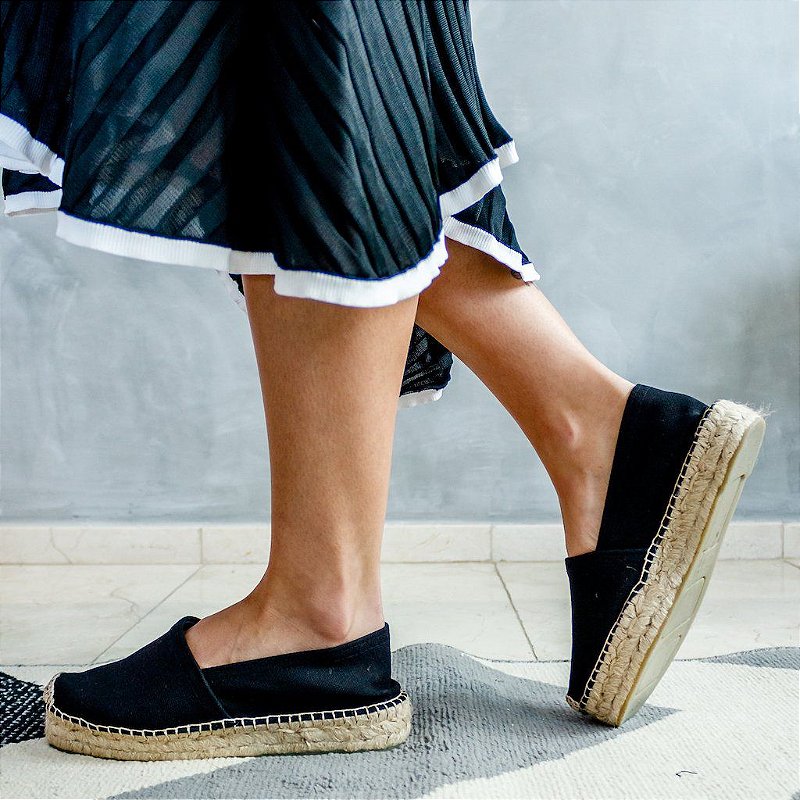 Double Sole Espadrille - Black