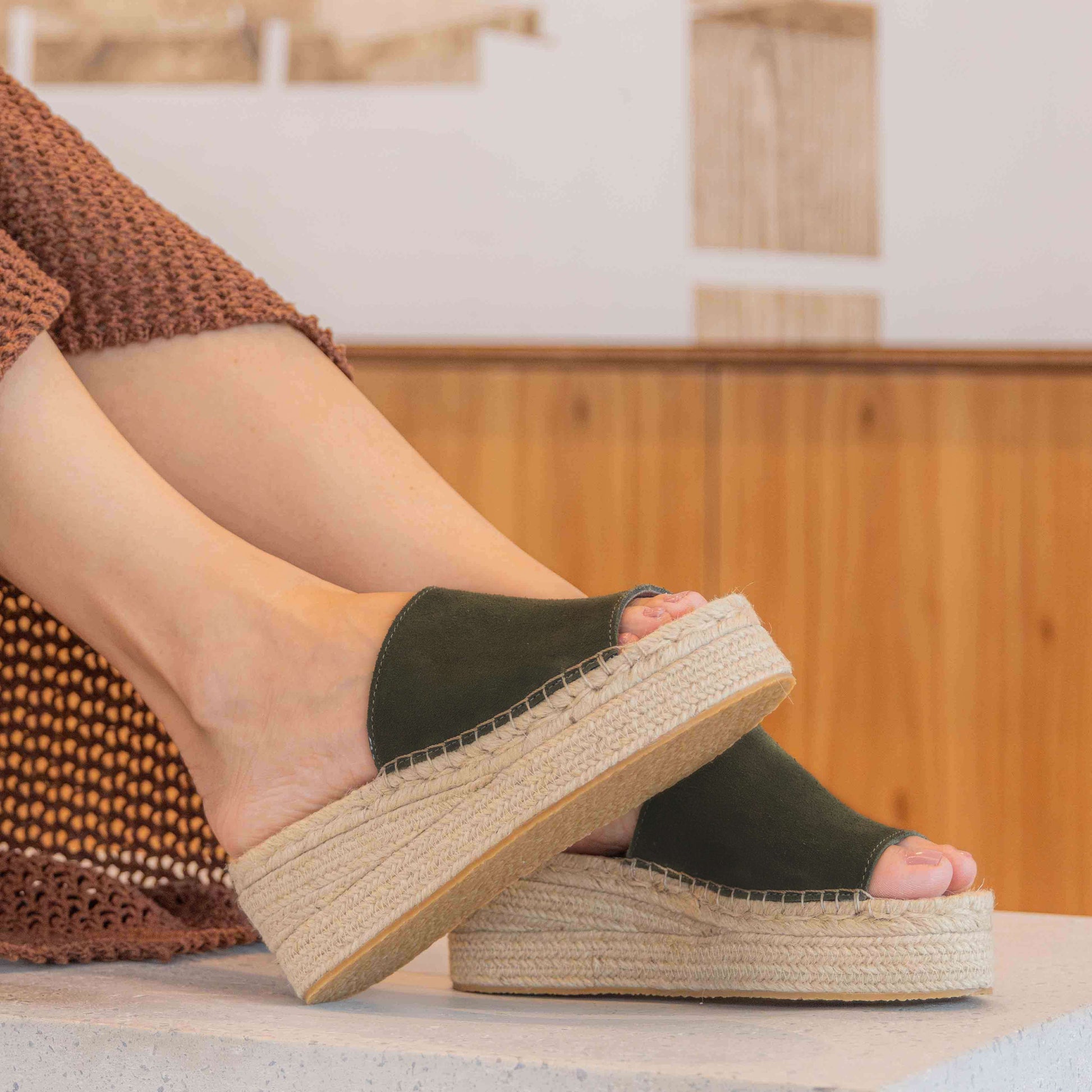 Espadrille Flatform Slide - Green
